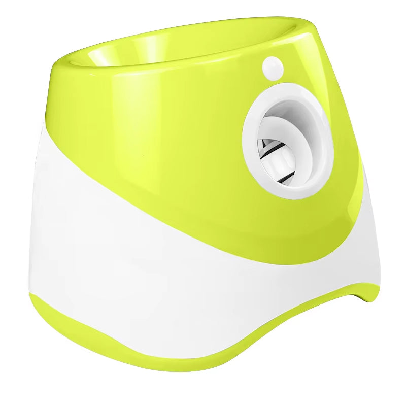 Rechargeable automatic tennis ball launcher for pets. Includes 3 balls, promotes interactive play.