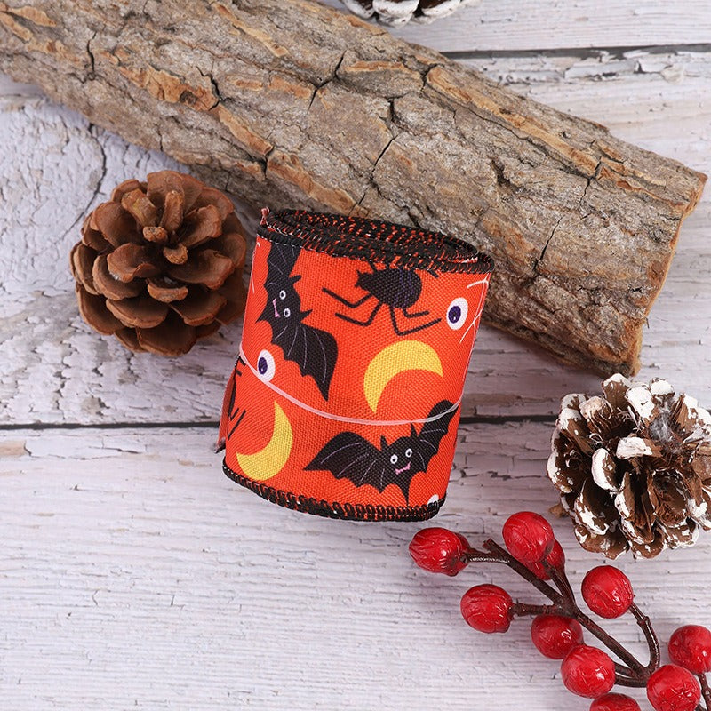 Creative Halloween spider print ribbon Halloween party decoration ribbon ribbon ribbon DIY decoration ribbon material